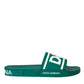 Dolce & Gabbana Green White Sandals Rubber Beachwear Shoes