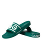 Dolce & Gabbana Green White Sandals Rubber Beachwear Shoes