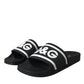 Dolce & Gabbana Black White Sandals Rubber Beachwear Shoes