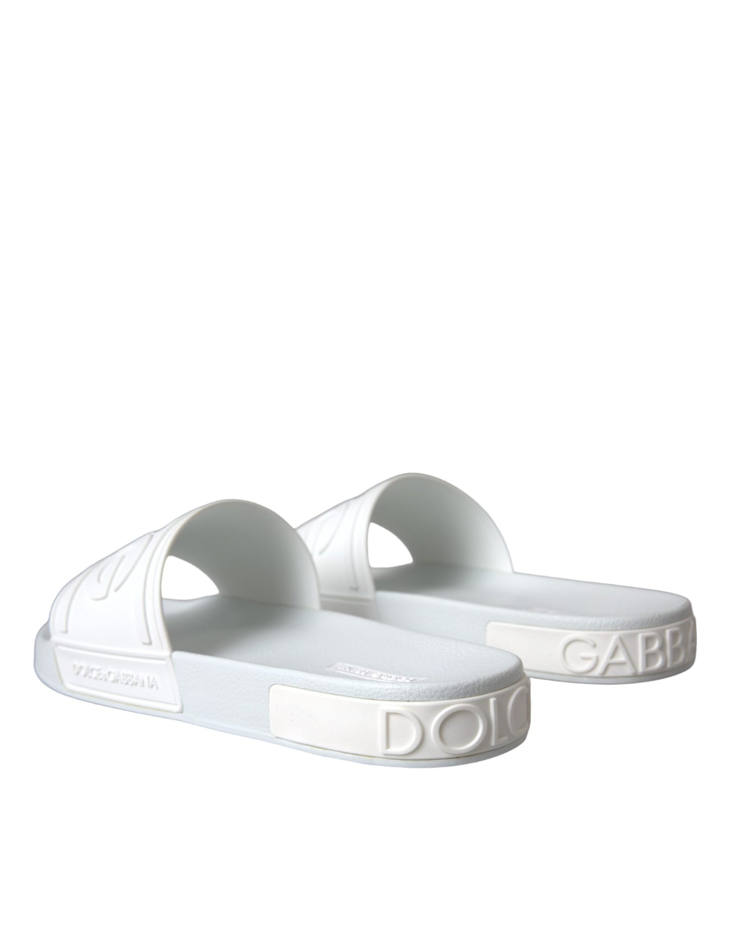 Dolce & Gabbana White Rubber Slides Sandals Beachwear Shoes