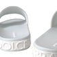 Dolce & Gabbana White Rubber Slides Sandals Beachwear Shoes