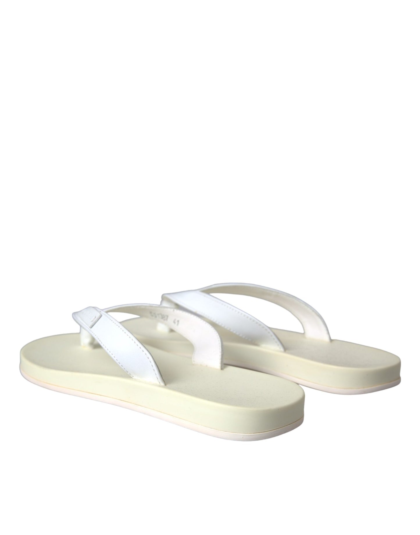 Dolce & Gabbana White Leather Slides Sandals Beachwear Shoes