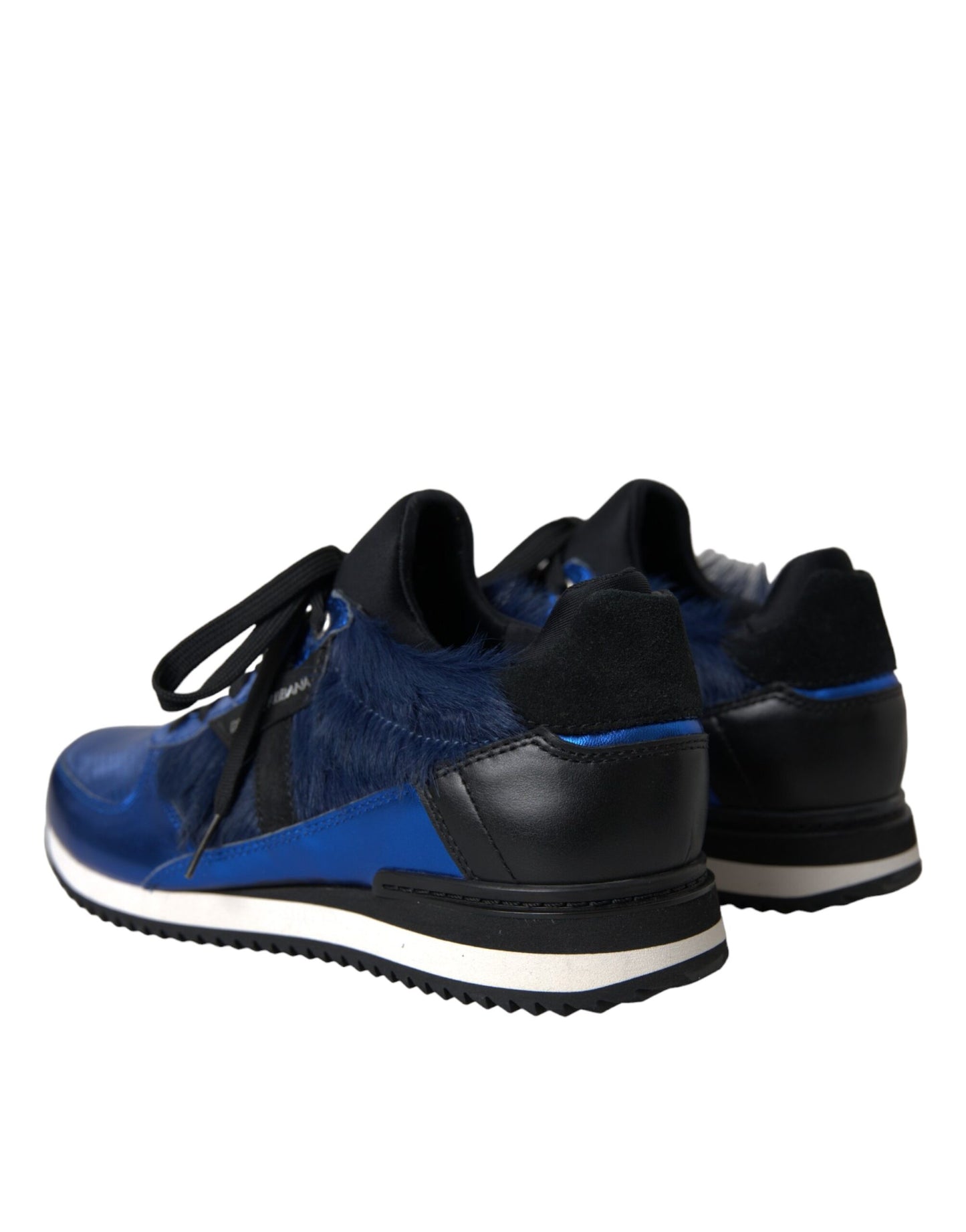 Dolce & Gabbana Blue Black Calf Hair Leather Sneakers Shoes