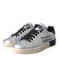 Dolce & Gabbana Silver Portofino Calf Leather Sneakers Men Shoes