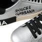 Dolce & Gabbana Silver Portofino Calf Leather Sneakers Men Shoes