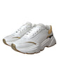 Dolce & Gabbana White Gold DAYMASTER Leather Sneakers Men Shoes