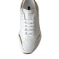 Dolce & Gabbana White Gold DAYMASTER Leather Sneakers Shoes