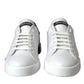 Dolce & Gabbana White Black Leather Logo Low Top Sneakers Shoes