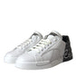 Dolce & Gabbana White Black Leather Logo Low Top Sneakers Shoes