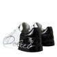 Dolce & Gabbana White Black Leather Logo Low Top Sneakers Shoes