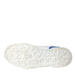 Dolce & Gabbana White Blue Leather Logo Low Top Sneakers Shoes