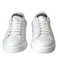 Dolce & Gabbana White Black Leather Logo Low Top Sneakers Shoes