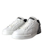 Dolce & Gabbana White Black Leather Logo Low Top Sneakers Shoes