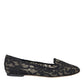 Dolce & Gabbana Black Floral Taormina Lace Loafer Flat Shoes