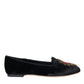 Dolce & Gabbana Black Velvet DG Heart Loafers Flats Shoes