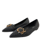 Dolce & Gabbana Black Devotion Leather Pointy Flats Shoes