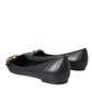 Dolce & Gabbana Black Devotion Leather Pointy Flats Shoes