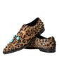 Dolce & Gabbana Brown Leopard Hair Crystal Dress Broque Shoes