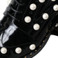 Dolce & Gabbana Black Leather Faux Pearl Dress Broque Shoes