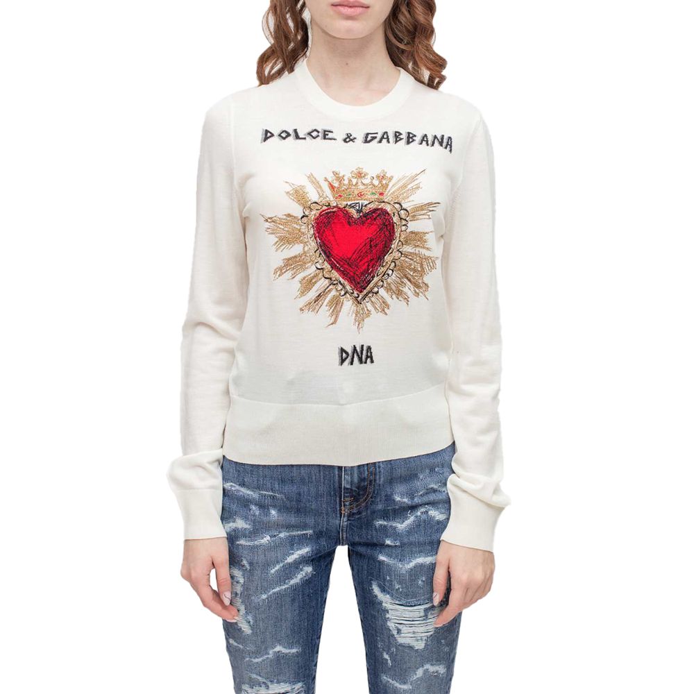 Dolce & Gabbana White Wool Sweater