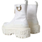 Dolce & Gabbana White Leather Rubber Logo Ankle Boots Shoes