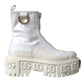 Dolce & Gabbana White Leather Rubber Logo Ankle Boots Shoes