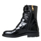 Dolce & Gabbana Black Leather Crystal Buckles Boots Shoes