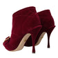 Dolce & Gabbana Dark Red Velvet Devotion Buckle Boots Shoes