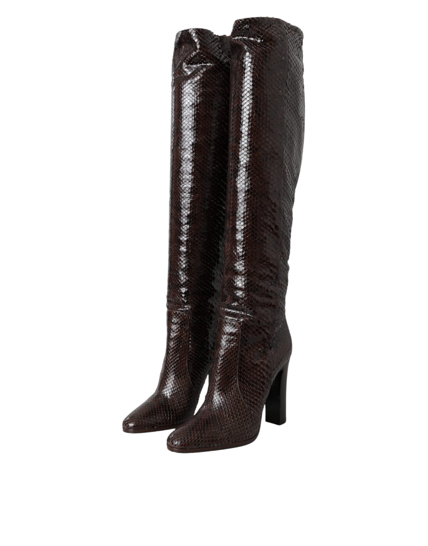 Dolce & Gabbana Brown Exotic Leather Heels High Boots Shoes