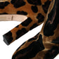 Dolce & Gabbana Brown Giraffe Velvet Leather Boots Shoes