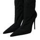 Dolce & Gabbana Black Stiletto Heels Denim Ankle Boots Shoes