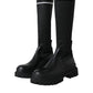 Dolce & Gabbana Black Leather Stretch Jersey Boots Shoes