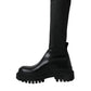 Dolce & Gabbana Black Leather Stretch Jersey Boots Shoes