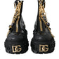 Dolce & Gabbana Black Rubber Embellished Trekking Boots Shoes