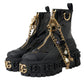 Dolce & Gabbana Black Rubber Embellished Trekking Boots Shoes