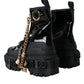 Dolce & Gabbana Black Rubber Embellished Trekking Boots Shoes