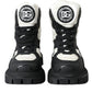 Dolce & Gabbana Black White Logo Padded Trekking Boots Shoes