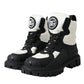 Dolce & Gabbana Black White Logo Padded Trekking Boots Shoes