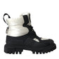 Dolce & Gabbana Black White Logo Padded Trekking Boots Shoes