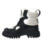 Dolce & Gabbana Black White Logo Padded Trekking Boots Shoes