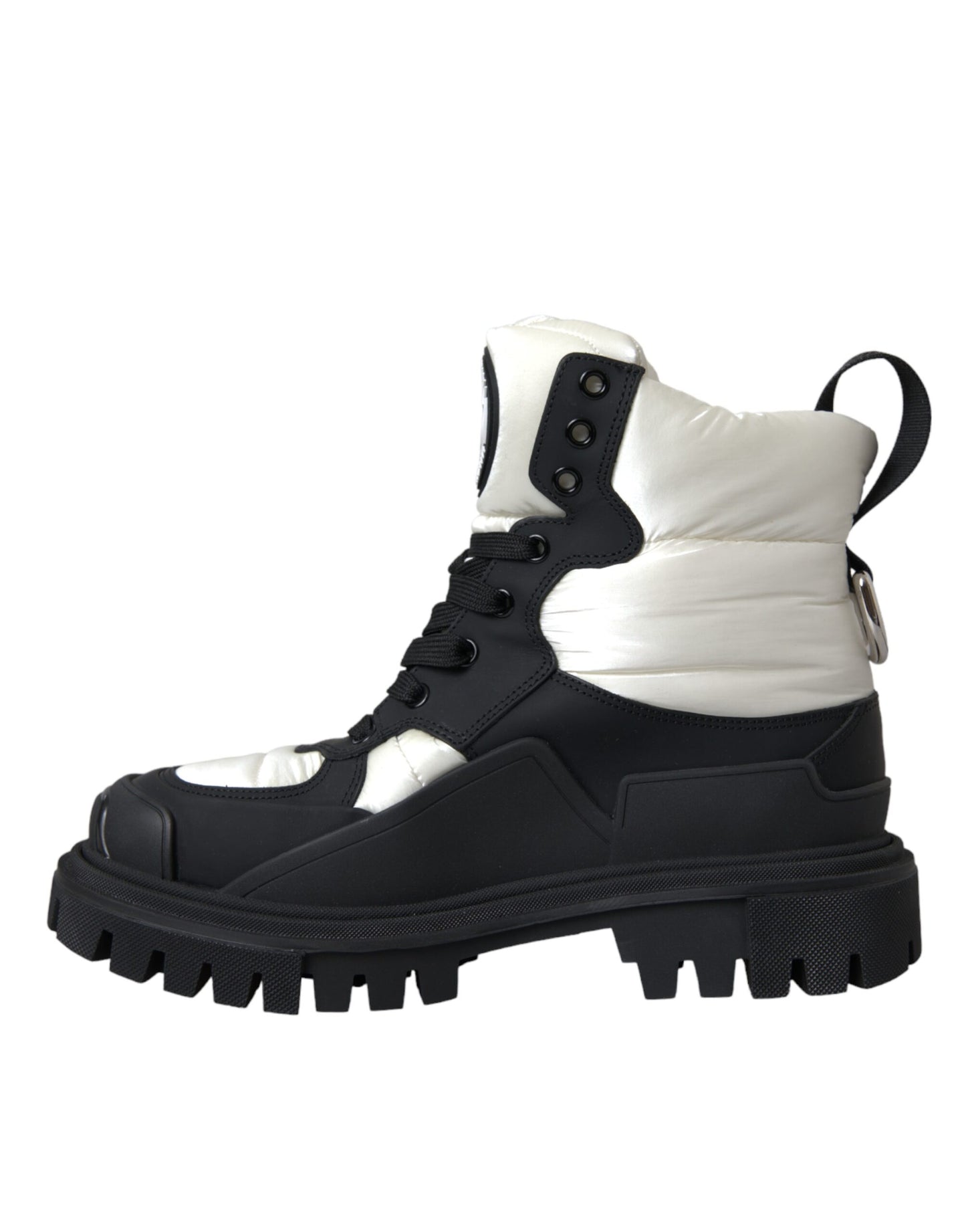 Dolce & Gabbana Black White Logo Padded Trekking Boots Shoes