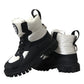 Dolce & Gabbana Black White Logo Padded Trekking Boots Shoes