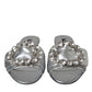 Dolce & Gabbana Silver Crystal Leather Flats Sandals Shoes