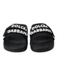 Dolce & Gabbana Black Logo Beachwear Flats Sandals Shoes