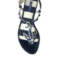 Dolce & Gabbana Blue Stripes Leather Studded Flats Sandals Shoes