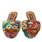 Dolce & Gabbana Multicolor Floral Brocade Logo Flats Sandals Shoes