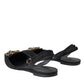 Dolce & Gabbana Black Leather Crystal Slingback Sandals Shoes