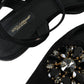 Dolce & Gabbana Black Leather Crystal Slingback Sandals Shoes