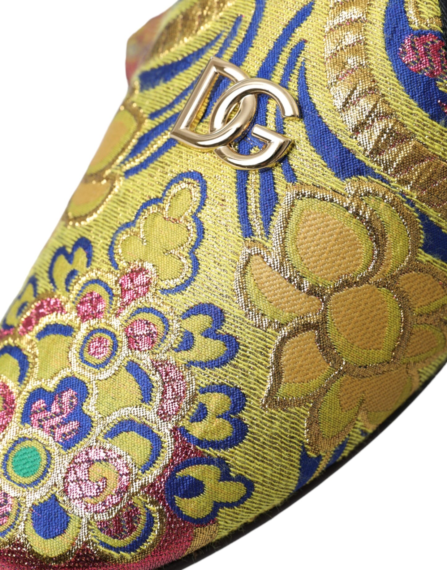 Dolce & Gabbana Multicolor Jacquard DG Logo Mule Flat Sandals Shoes