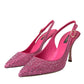 Dolce & Gabbana Pink Strass Crystal Heels Slingbacks Shoes